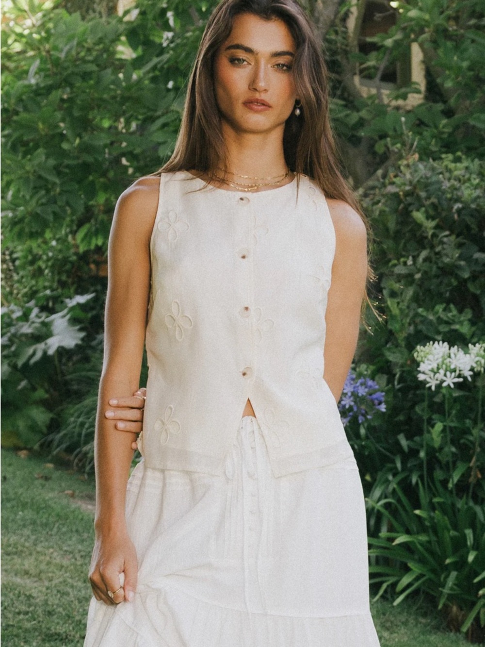 Böhme Andie Embroidered Button Up Top - Picture 6 of 7